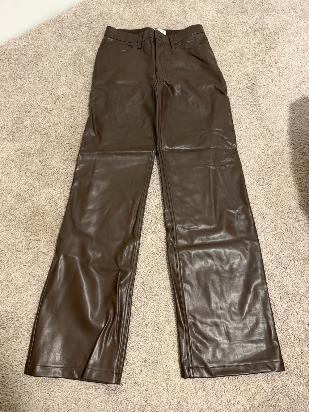 Abercrombie & Fitch Brown Faux Leather Straight Pants Women’s 28/6 Long